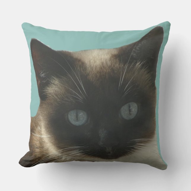 Siamesisk katt med ljusblå Ögon Pillow Kudde (Framsida)