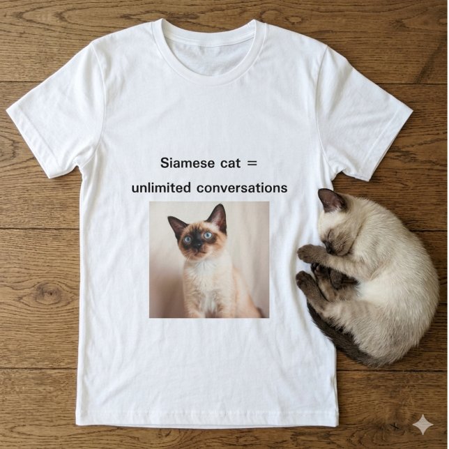 Siamesisk Katt Obegränsade Samtal T-Shirt Anpassad (Customizable T-shirt for Siamese cat lovers)