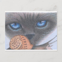 Siamesisk katt och snigel vykort