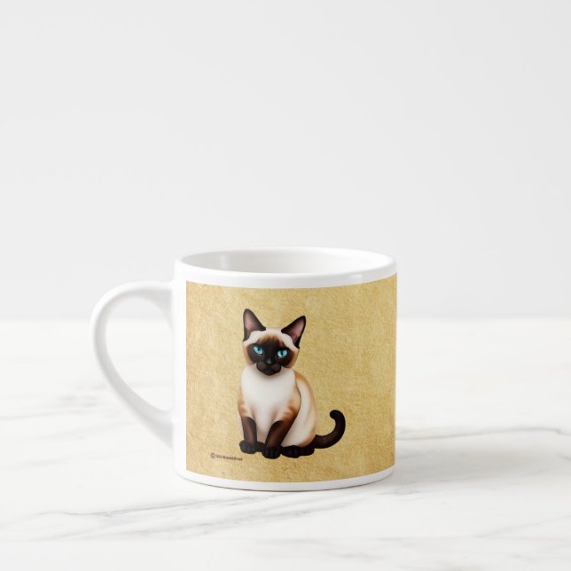 Siamesisk katt på gammal Papper Espressomugg (Vänster)