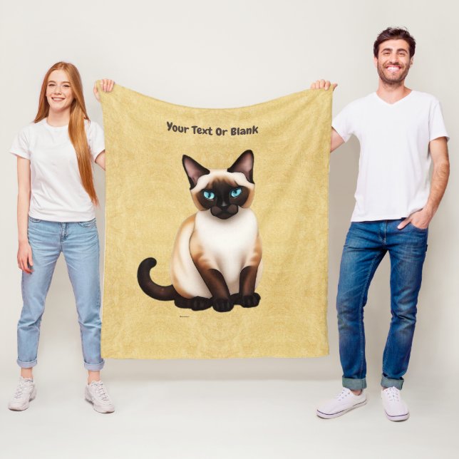 Siamesisk katt på gammal Papper Fleecefilt (På plats)