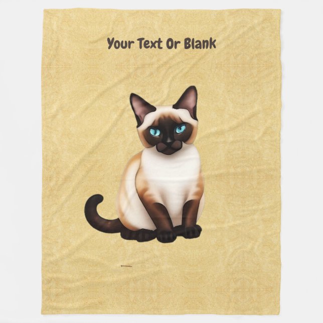 Siamesisk katt på gammal Papper Fleecefilt (Framsidan)