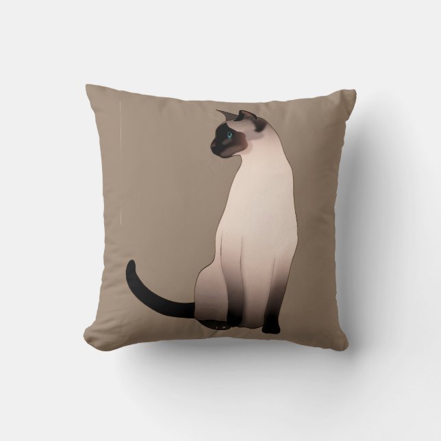Siamesisk katt på Taupe Tan Kudde (Framsida)