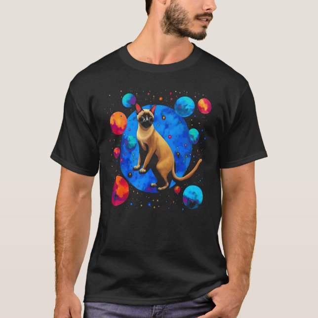 Siamesisk Katt Rymd Kläder T Shirt (Framsida)