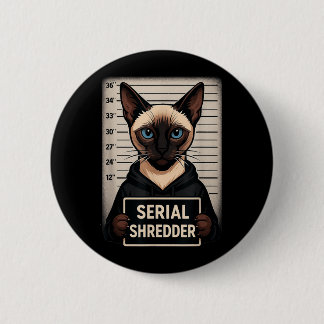 Siamesisk Katt Seriemördare Mugshot Rolig Husdjur Knapp