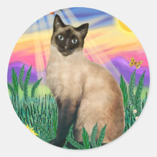 Siamesisk katt - skymning runt klistermärke