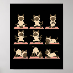 Siamesisk Katt Som Gör Yoga Vegan Kawaii Zen  Poster