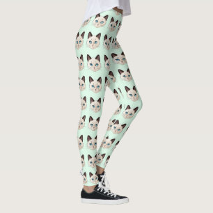 Siamesisk Katt Söt Husdjursälskare Mönster Leggings