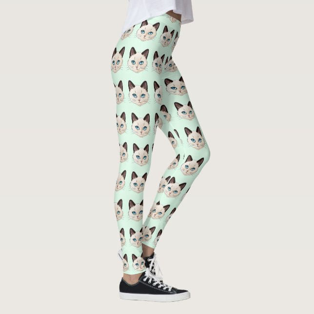 Siamesisk Katt Söt Husdjursälskare Mönster Leggings (Höger)