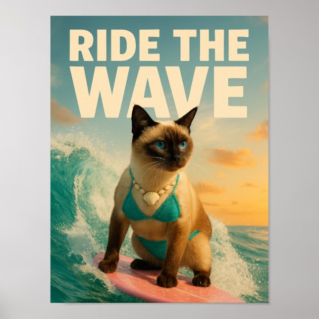 Siamesisk katt surfar  poster (Framsidan)