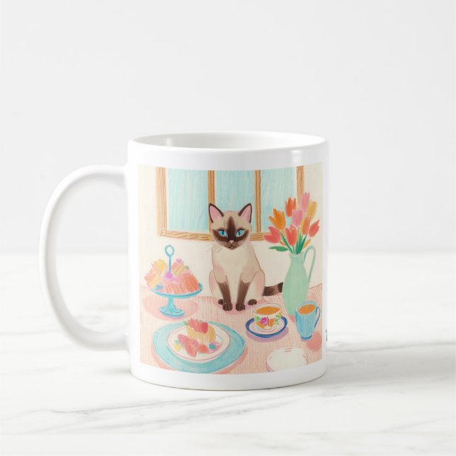 Siamesisk katt & Sweat Treats-mugg Kaffemugg (Vänster)