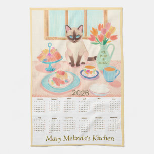 Siamesisk katt & Tekalas Kökshandduk Kalender
