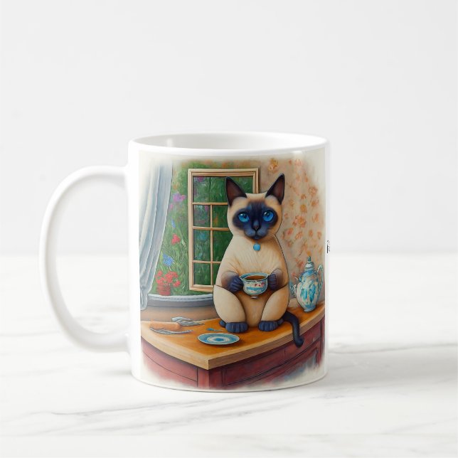 Siamesisk Katt Tekopp Kaffe Mugg (Vänster)