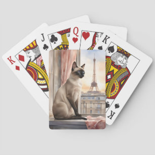 Siamesisk kattavslappning på den parisiska fönster casinokort