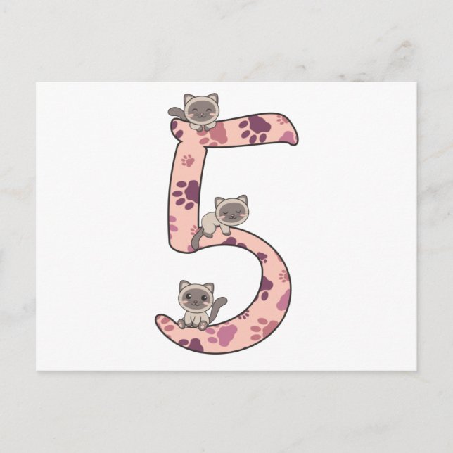 Siamesisk katthölje Femte födelsedagarens För barn Vykort (Framsida)