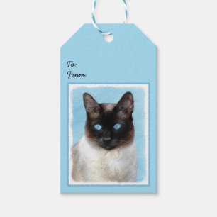 Siamesisk Kattmålning - Söt Original Kattkonst Presentetikett
