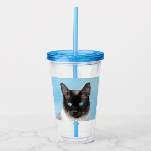 Siamesisk kattmålning - Söt original kattkonst Take Away Mugg (Framsida)