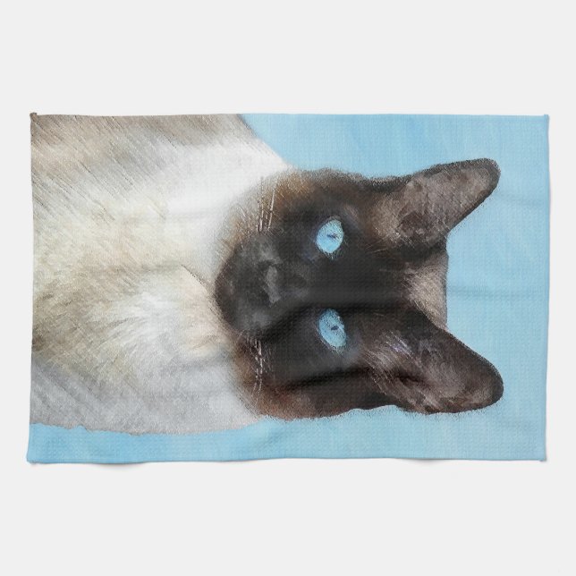 Siamesisk kattmålning - Söt originell kattkonst Kökshandduk (Horisontell)