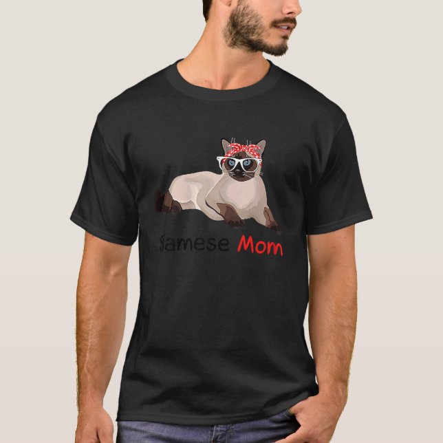 Siamesisk kattmamma Kattägare T Shirt (Framsida)