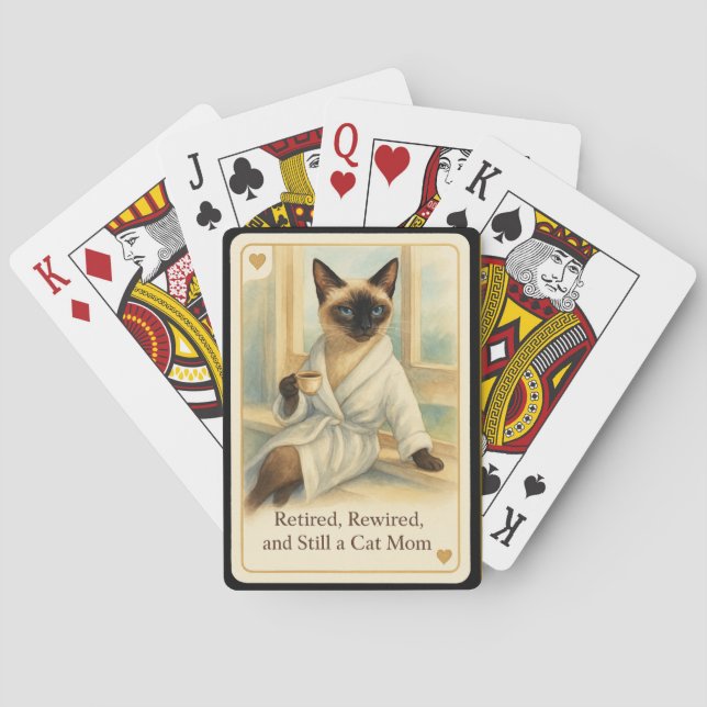 Siamesisk kattmamma pensionering casinokort (Baksidan)