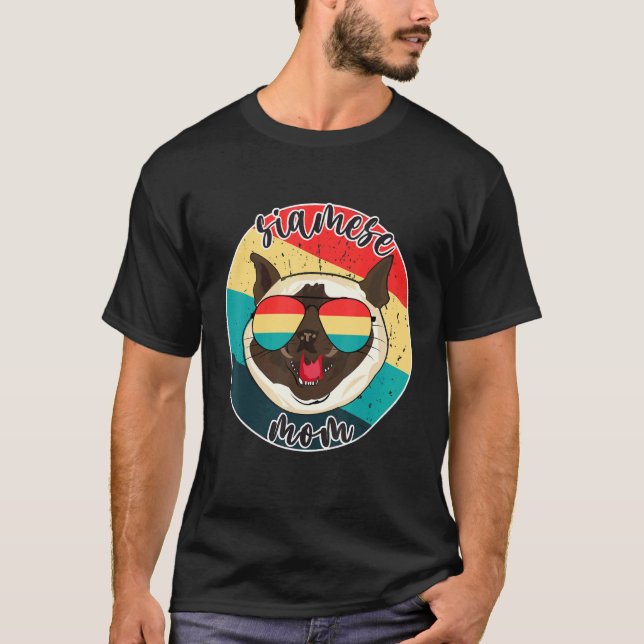 Siamesisk kattmamma Retro Vintage T Shirt (Framsida)