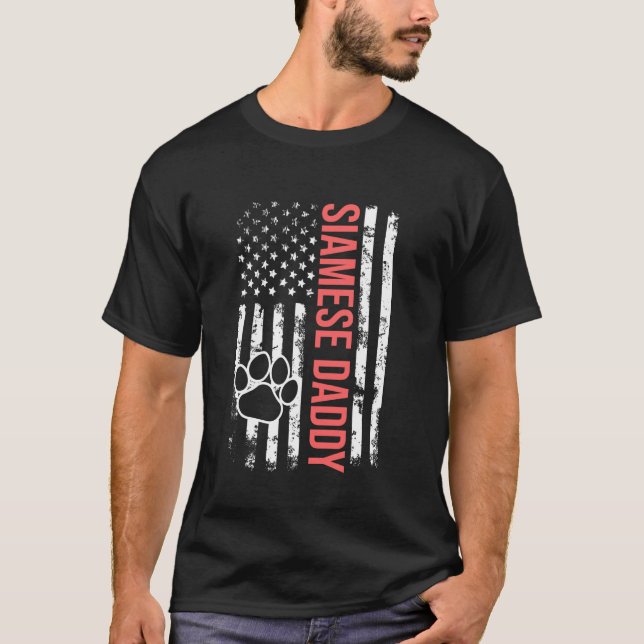 Siamesisk kattpappa far t shirt (Framsida)