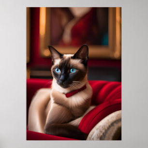 Siamesisk kattporträtt Finkonstaffisch — Blå ögon Poster