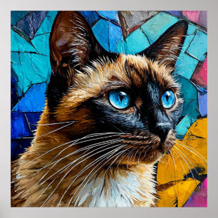 Siamesisk kattporträtt poster
