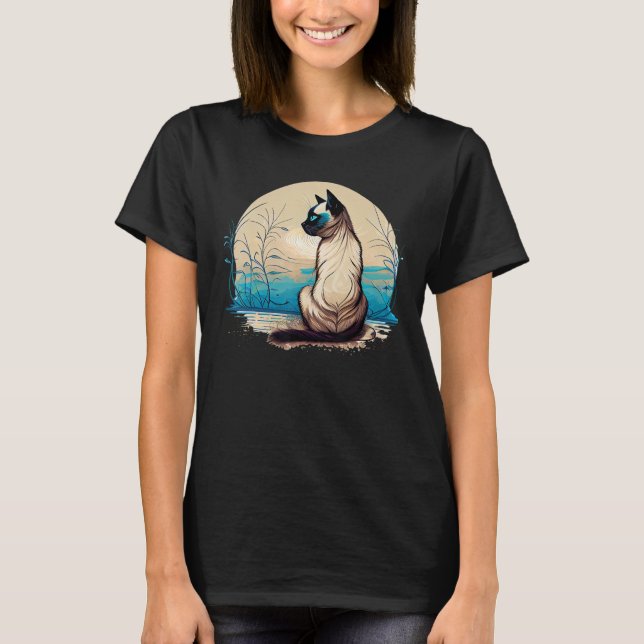 Siamesisk kattsälsplats siamese yoga postures t shirt (Framsida)