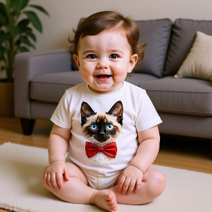 Siamesisk kattunge med röd rosett t shirt