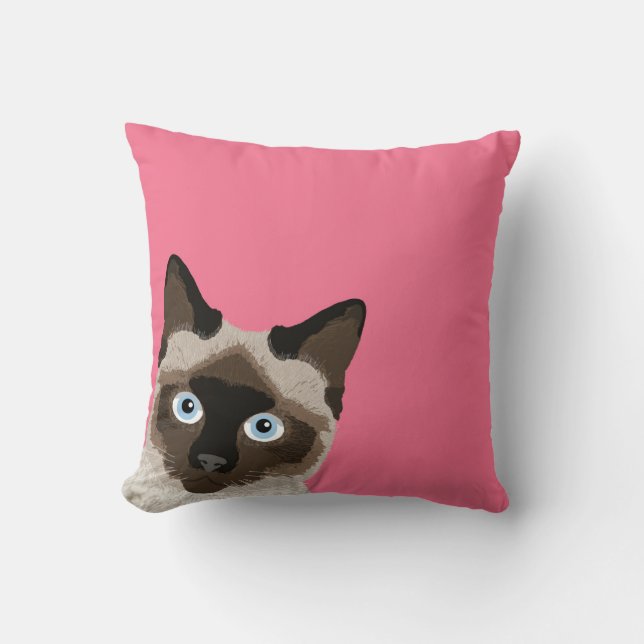 Siamesisk peeking Cat Pillow - Lättare kattkudde Kudde (Framsida)
