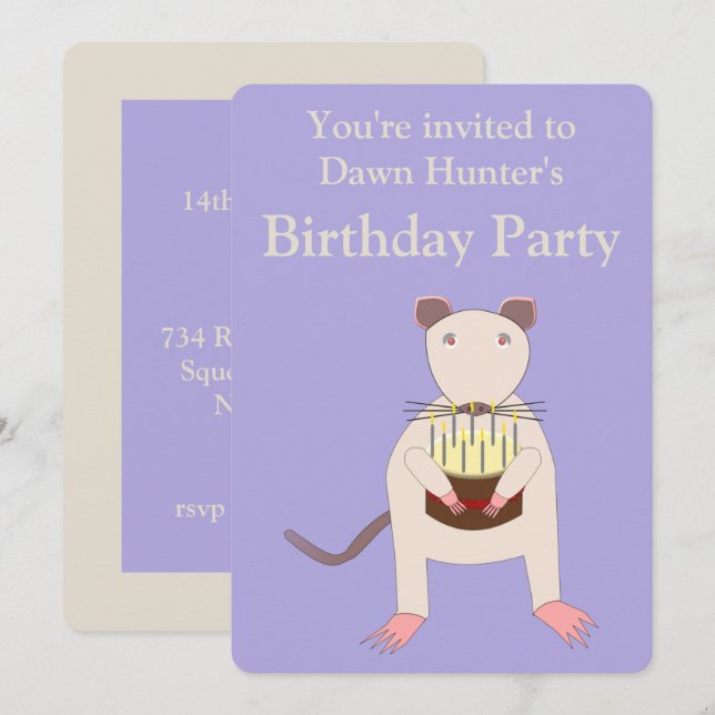 Siamesisk Råtta med Anpassningsbarna för fågelkumm Inbjudningar (Fram/baksida)