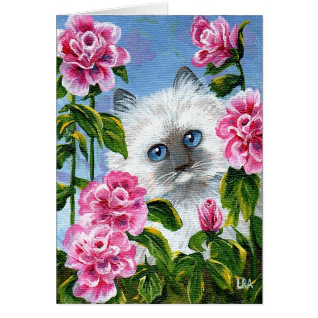 Siamesiska burmesiska Ragdoll Cat Rosor Creationar OBS Kort (Framsidan)