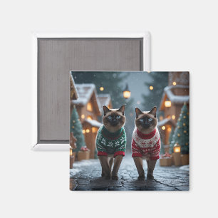 Siamesiska katters jul snö semester magnet