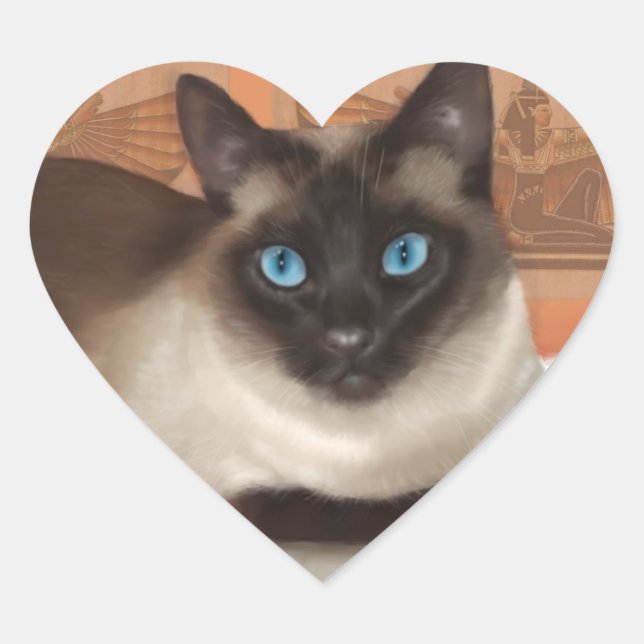 Siamesiska kattklistermärken hjärtformat klistermärke (Framsida)