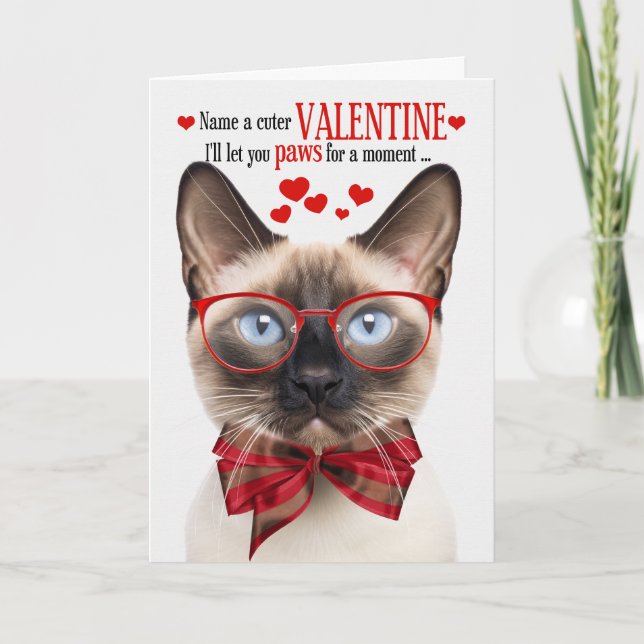 Siamesiskt katt Valentine Kattdjur Humor Helgkort (Framsida)