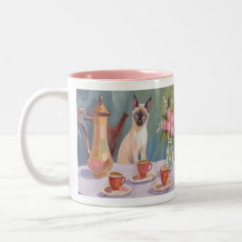 Siamessisk katt Kaffe eller te tid Kopp