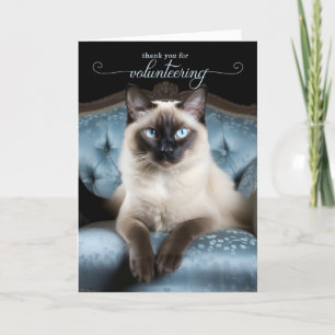Siamessisk katt på en blå stol frivillig tack kort