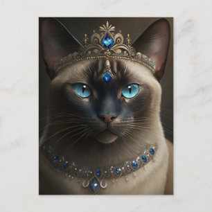 Siamkat med krona och halsband vykort