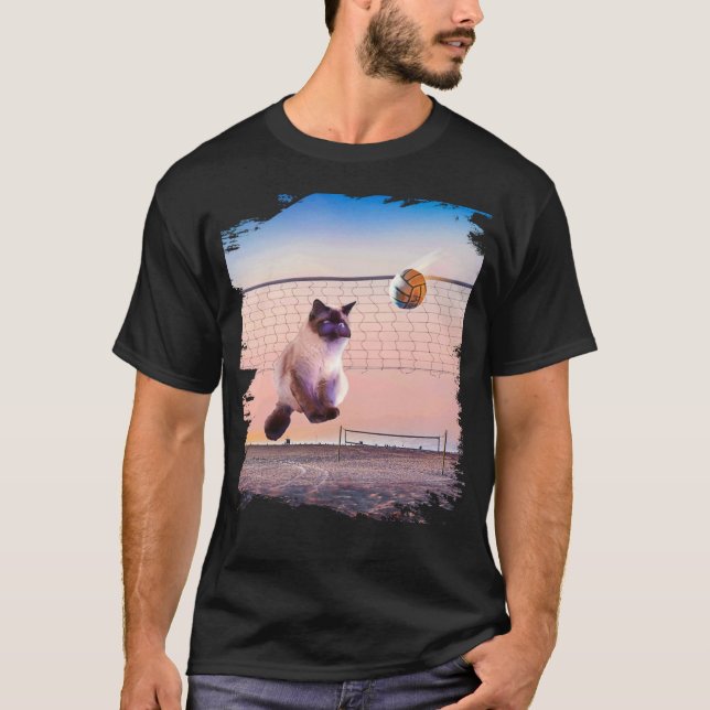 Siamkat spelar beachvolleyboll t shirt (Framsida)