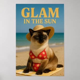 Siamkatten är glam i solen poster