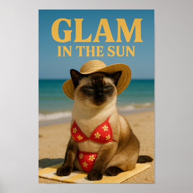 Siamkatten är glam i solen poster (Framsidan)