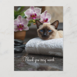 Siamkatten i spa Tack  Vykort