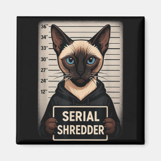 Siamkatts seriemördare Mugshot Rolig Husdjur Magnet