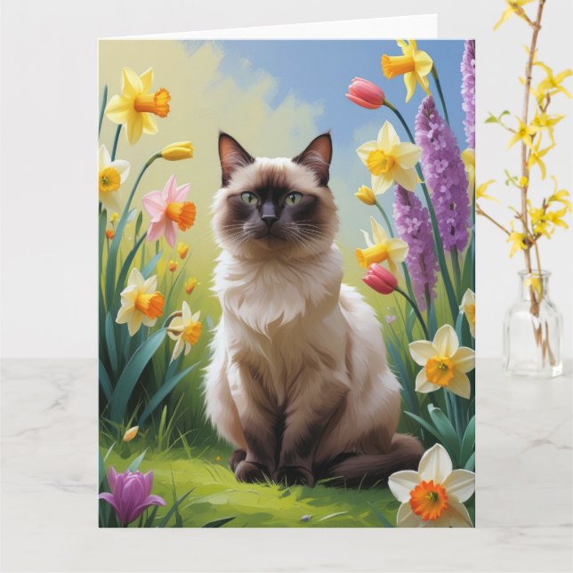 Siamkattsfjäder Vårblommor Kort (Gul blomma)