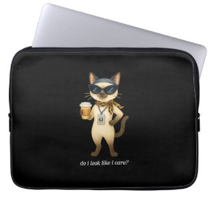 Siamkattskolepersonal dricker kaffe laptop fodral