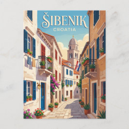 Šibenik Gamla Stan Alley Kroatien Vykort