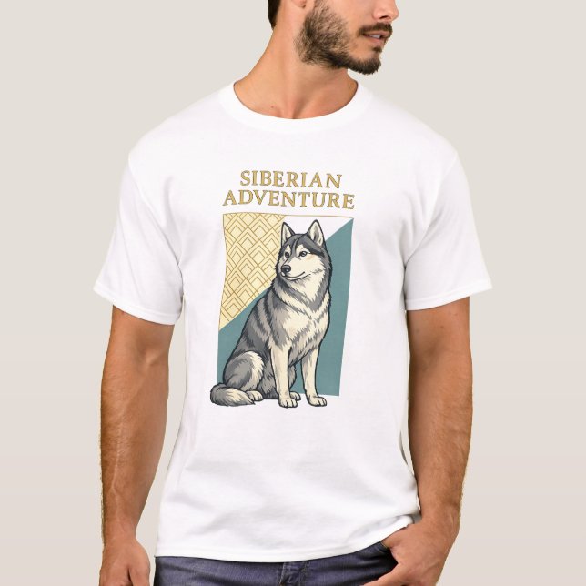 Siberian Adventure Husky – Vintage Utomhus  T Shirt (Framsida)