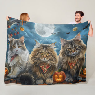 Siberian Cat Halloween Spooky Fleecefilt