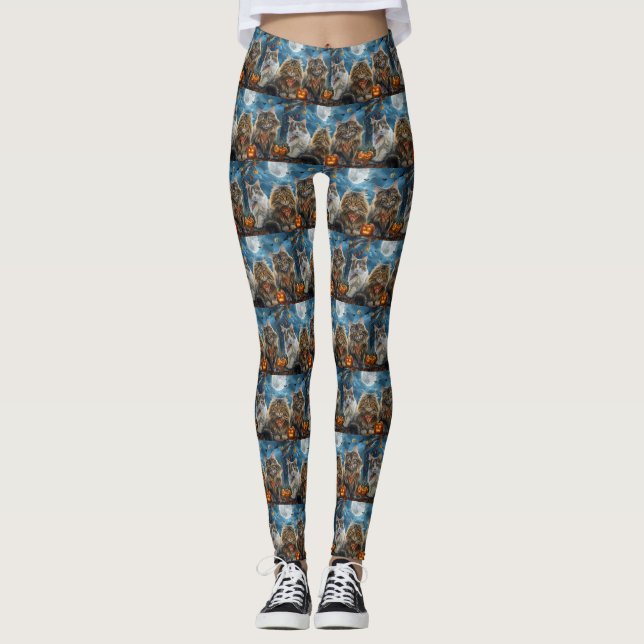 Siberian Cat Halloween Spooky Leggings (Framsida)